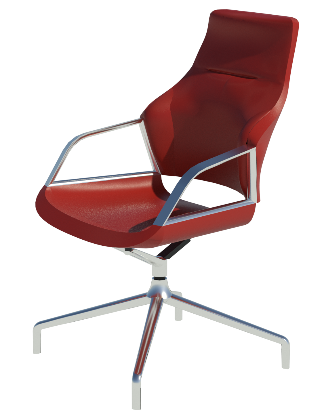 Revit render of red Graph Conference Chair with medium backrest and four-star base.